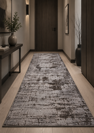 Traverse Hol - Traversa Hol Antiderapant, Model FAYNO 7146/216, Festonata la capete, Maro
