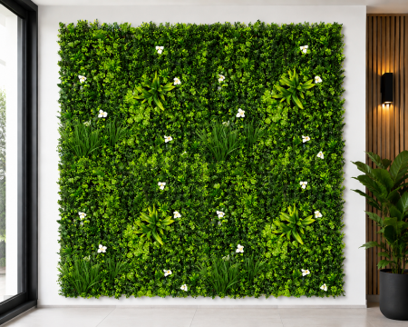 Panouri Decor - Panouri perete iarbă, 100 x 100 cm decorațiune iarbă artificială cu legători, Model Bellin B018, Balcon/Gard/Restaurat/Hotel, Exterior/Interior