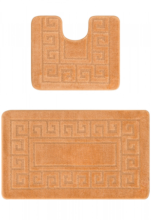 Covorase baie - Set 2 Covorase Baie Model Ethnic 2589, Marimi 50 x 80 / 40 x 50 cm, Bej, Antiderapant, Antialergic, Polipropilena