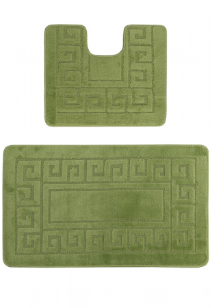 Covorase Baie - Set 2 Covorase antiderapante de baie, Ethnic 2510 Verde, Diverse Marimi