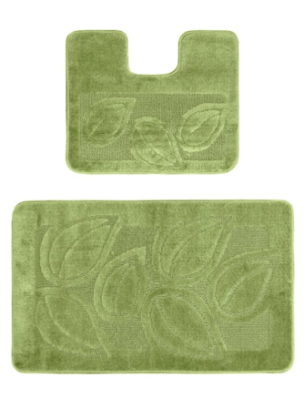 Covorase - Set 2 Covorase antiderapante de baie, Flora 2510 Verde