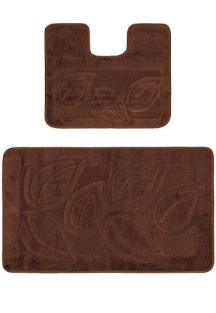 Covorase - Set 2 Covorase antiderapante de baie, Model Flora 2518 Maro