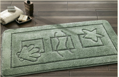 Covorase baie - Set 2 Covorase Baie Model Maritime 2510, Marimi 60 x 100 / 50 x 60 cm, Verde, Antiderapant, Antialergic, Polipropilena