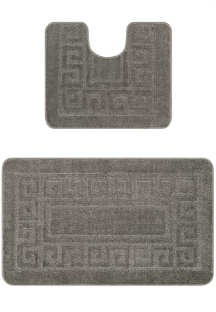 Covorase - Set 2 Covorase de baie, Antiderapante, Ethnic 2503, Gri Inchis
