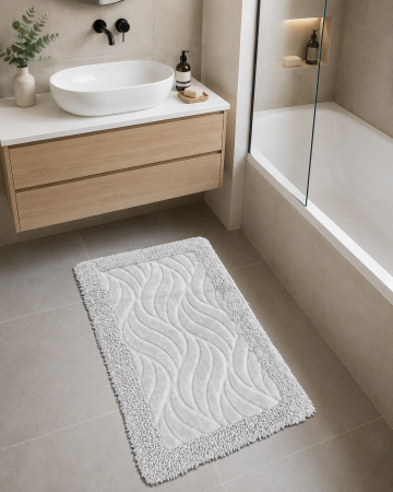 Covorase Baie - Set Covor baie,  Covor 100% Bumbac, Dimensiunea 60x100/50x80 cm, Gri