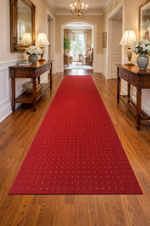 Traverse - Traversa Antiderapanta Hol/Bucatarie, Model Stanford Red Cream, Rosu