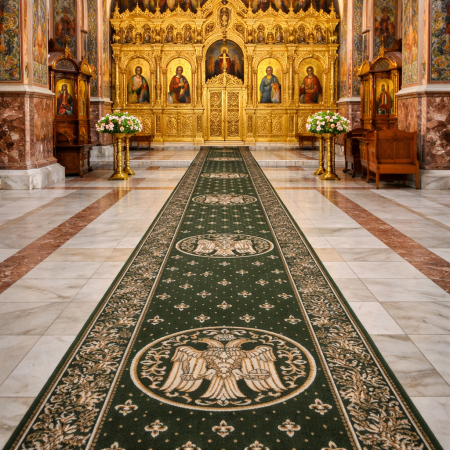 Traverse Bisericesti - Traversa Festonata, Model Bisericesc 15032/310, Latime 100 cm, Verde