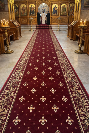 Traverse - Traversa Festonata, Model Bisericesc 15033/210, Latime 120 cm, Rosu/Grena