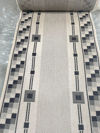 Traversa festonata tip iuta, Model 924/19 Latime 80 cm, Crem/ Maro [10]