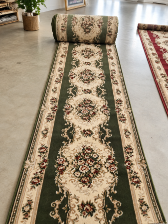 Traverse Hol - Traversa Hol, Model 574/310, Latime 100 cm, Crem/Verde, Festonata la capete
