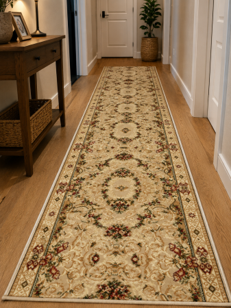Traverse - Traversa Hol, Model Clasic 15002/110, Festonata, Latime 80 cm, Crem/Bej