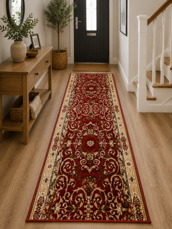Traverse Bisericesti - Traversa Hol, Model Clasic 15002/210, Festonata Latime 120 cm, Rosu