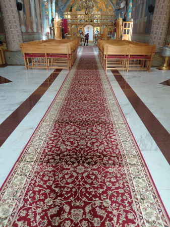 Traverse Bisericesti - Traversa Hol, Model Clasic 1555/210, Festonata Latime 60 cm, Rosu