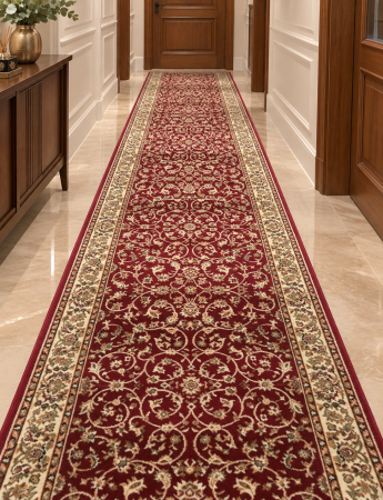 Traverse Bisericesti - Traversa Hol, Model Clasic 1555/210, Festonata Latime 60 cm, Rosu