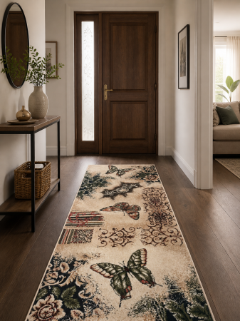 Traverse Moderne - Traversa Hol, Model Fluturi 1607/110, Festonata Latime 100 cm