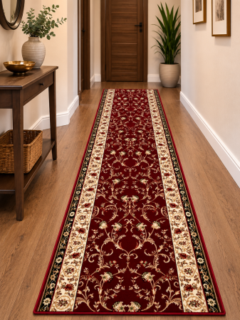 Traverse - Traversa Hol, Model Lotos 523/210, Latime 80 cm, Rosu, Festonata la capete