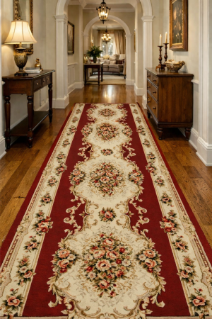 Traverse - Traversa Hol, Model Lotos 574/210, Festonata la capete, Latime 120 cm, Rosu