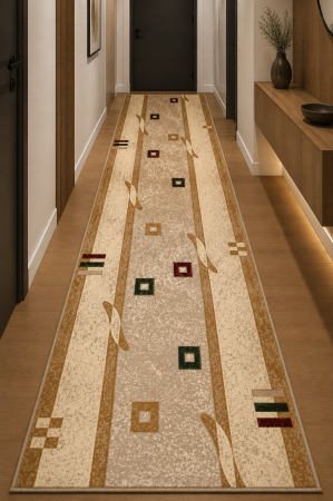 Traverse Bisericesti - Traversa Hol, Model Lotos 579/110, Festonata la capete, Latime 80 cm, Crem/Bej - Lotos