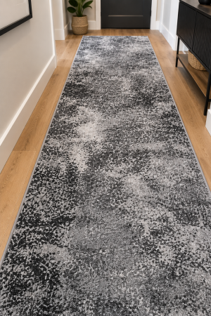 Traverse Moderne si Geometrice - Traversa Hol, Model Mira 24058/160, Festonata, Latime 180 cm, Gri
