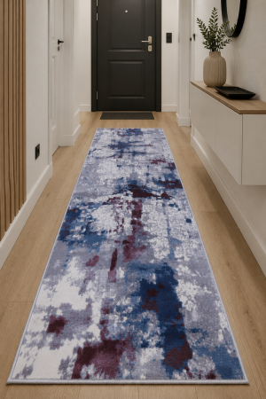 Traverse Hol - Traversa Hol, Model Topaz 1807X, Traversa festonata Latime 60 cm, Gri/Albastru