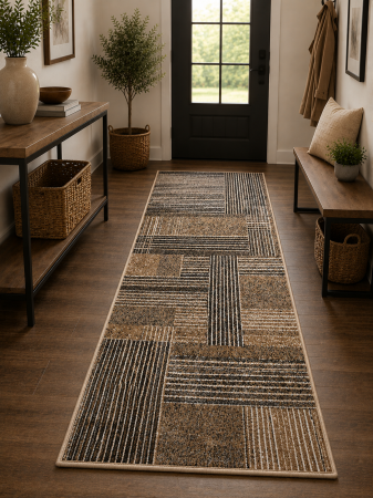 Traverse Moderne si Geometrice - Traversa Hol, ModelKolibri 11561/BG21, Maro/Gri Diverse Dimensiunea
