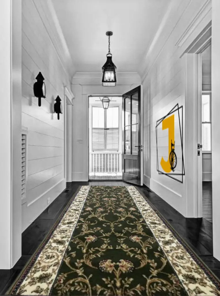Traverse Dormitor - Traversa Hol, Model Lotos 523/310, Verde, Latime 70 cm, Festonata la capete