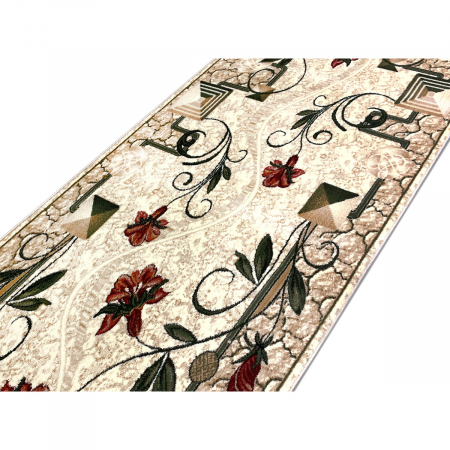 Traversa Festonata, Model Floral 587/116, Latime 120 cm, Crem [4]