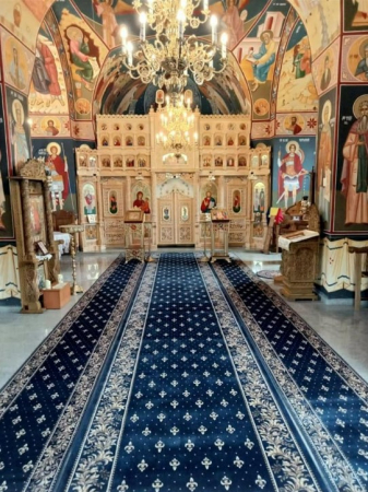 Traverse Bisericesti - Traversa Model Biserica 15033/810, Latime 150 cm, Albastru