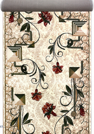 Traverse Dormitor - Traversa Festonata, Model Floral 587/116, Latime 120 cm, Crem