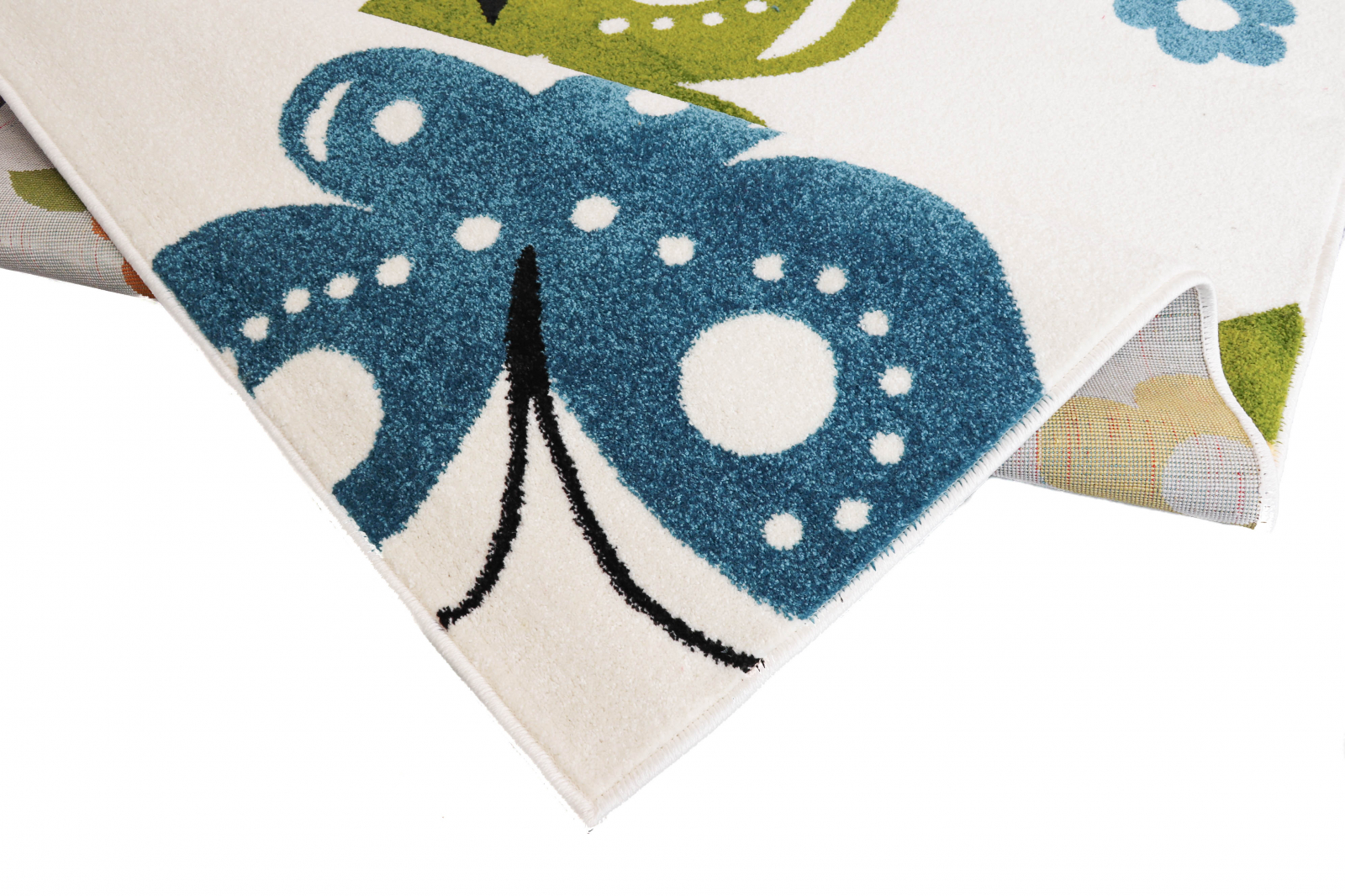 Covor Camera Copii Model Fluturi 11206-110, Crem, Inaltime Fir 9 mm, Antialergic, Polipropilena, Gradinita, Cresa, Loc de Joaca [2]