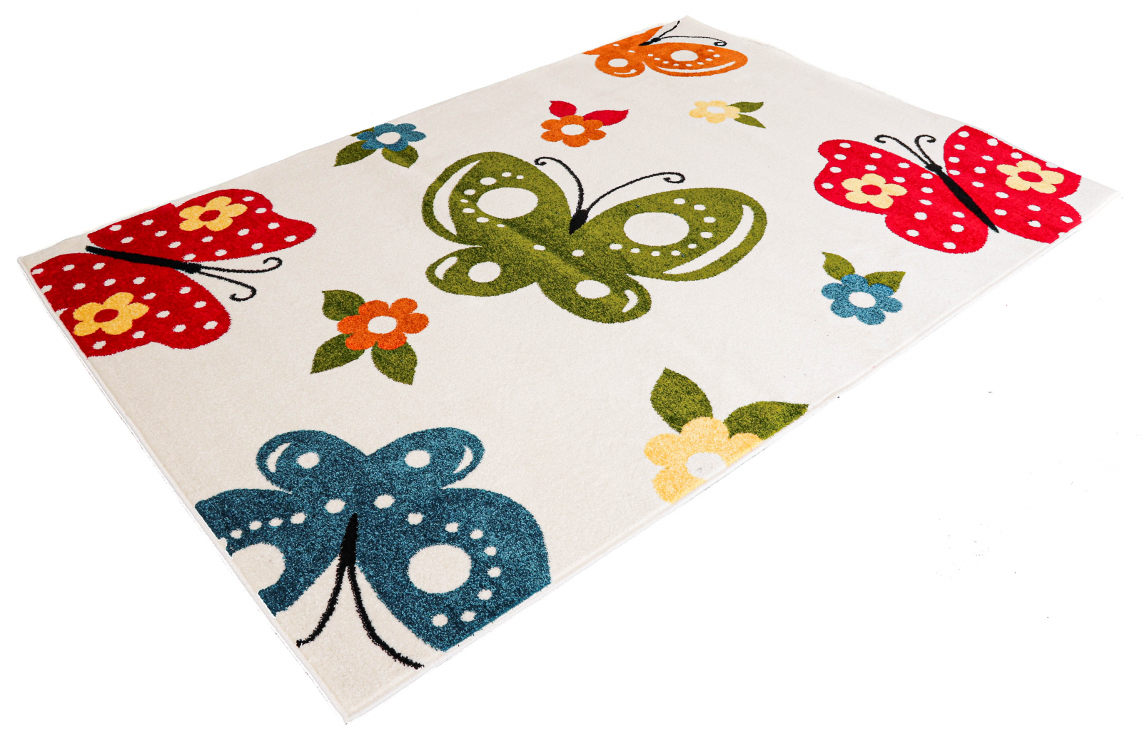 Covor Camera Copii Model Fluturi 11206-110, Crem, Inaltime Fir 9 mm, Antialergic, Polipropilena, Gradinita, Cresa, Loc de Joaca [1]