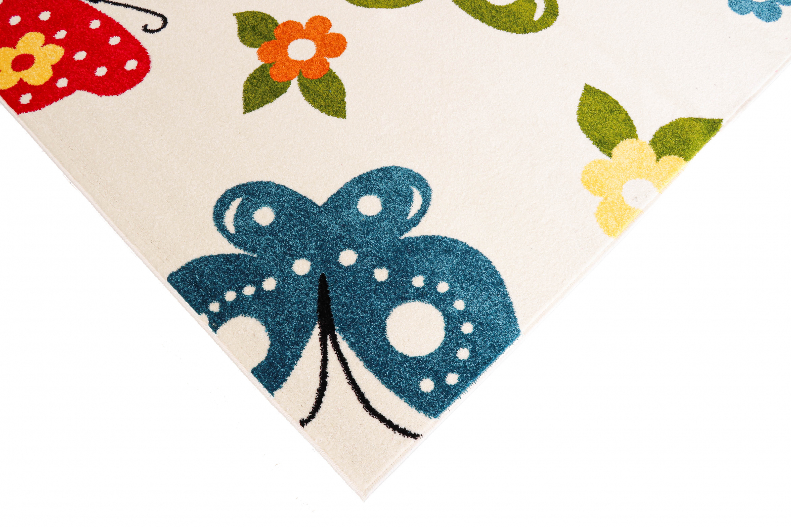 Covor Camera Copii Model Fluturi 11206-110, Crem, Inaltime Fir 9 mm, Antialergic, Polipropilena, Gradinita, Cresa, Loc de Joaca [4]