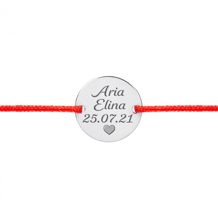 Bratara Argint snur si banut 14.5 mm personalizata cu mesaj [2]