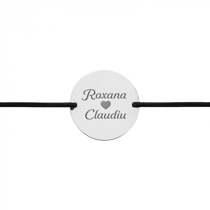 Bratara snur si banut inox (20 mm) personalizata cu mesaj [2]
