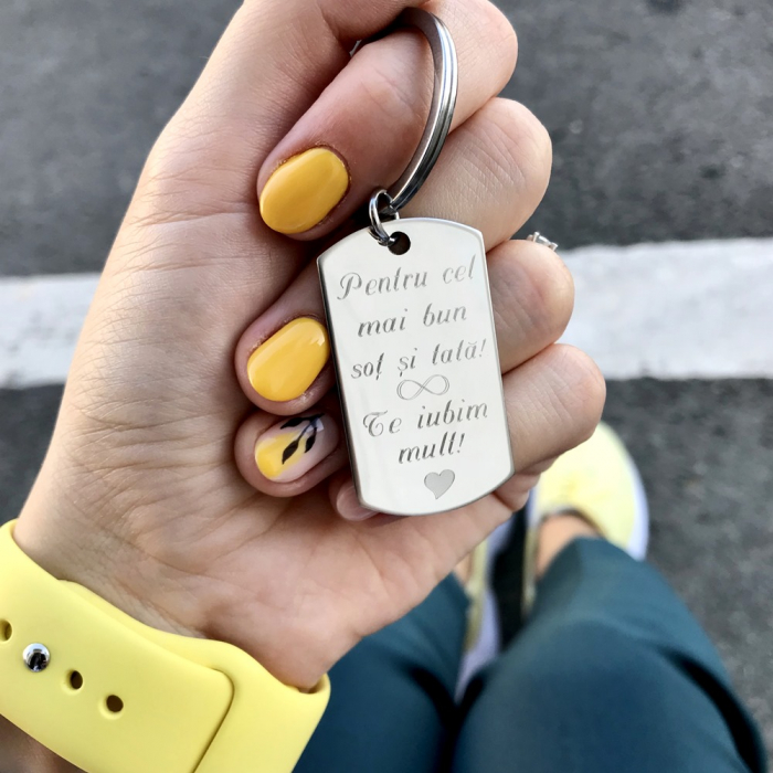 Breloc gravat personalizat cu mesaj (placuta 50 mm) [2]