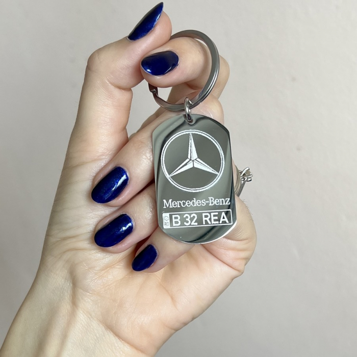 Breloc MERCEDES personalizat cu numar auto [3]