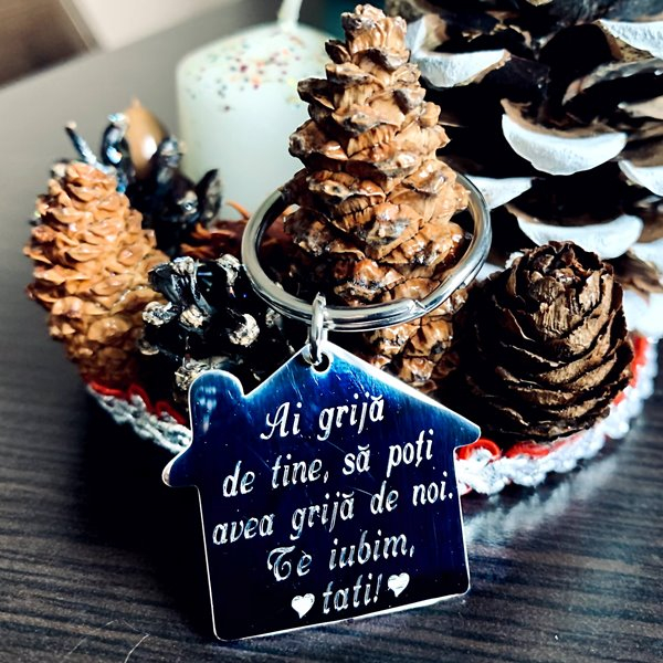 Breloc personalizat gravat tip casuta personalizat cu mesaj predefinit [3]