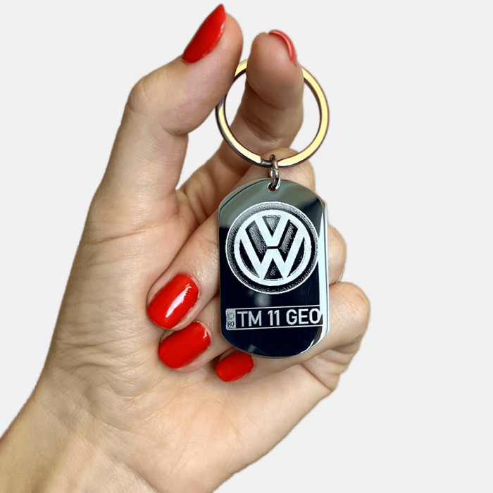 Breloc VW personalizat cu numar auto