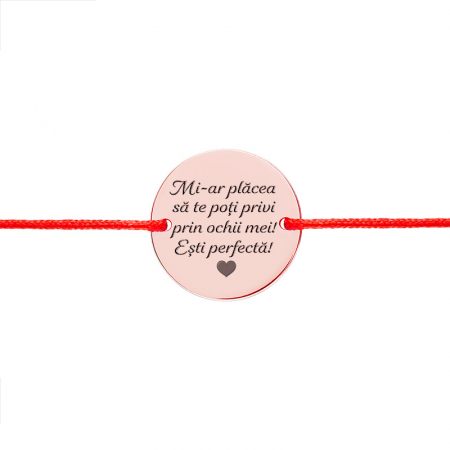 Paste - Bratara Argint snur si banut 17 mm personalizata cu mesaj