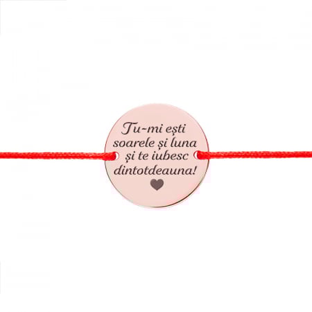 Paste - Bratara Argint snur si banut 19 mm personalizata cu mesaj