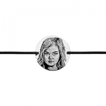 Paste - Bratara snur si banut inox (20 mm) personalizata foto