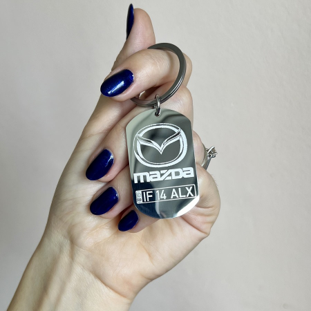 Breloc MAZDA personalizat cu numar auto [1]