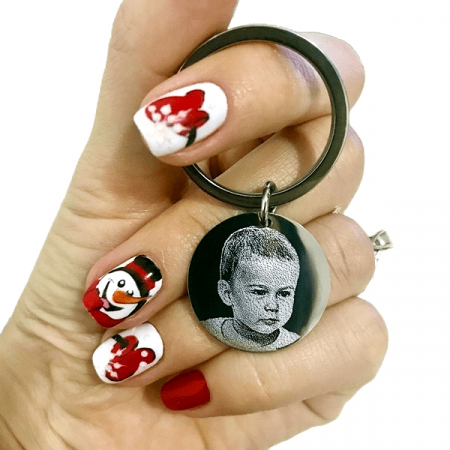 Paste - Breloc rotund gravat personalizat cu mesaj (25 mm)