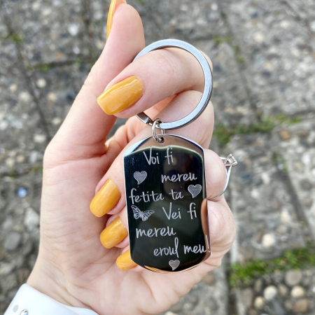 Breloc gravat personalizat cu mesaj predefinit [1]