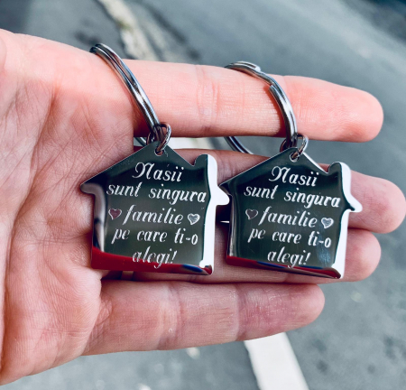 Pentru cuplu - Brelocuri cuplu tip casuta personalizate cu mesaj