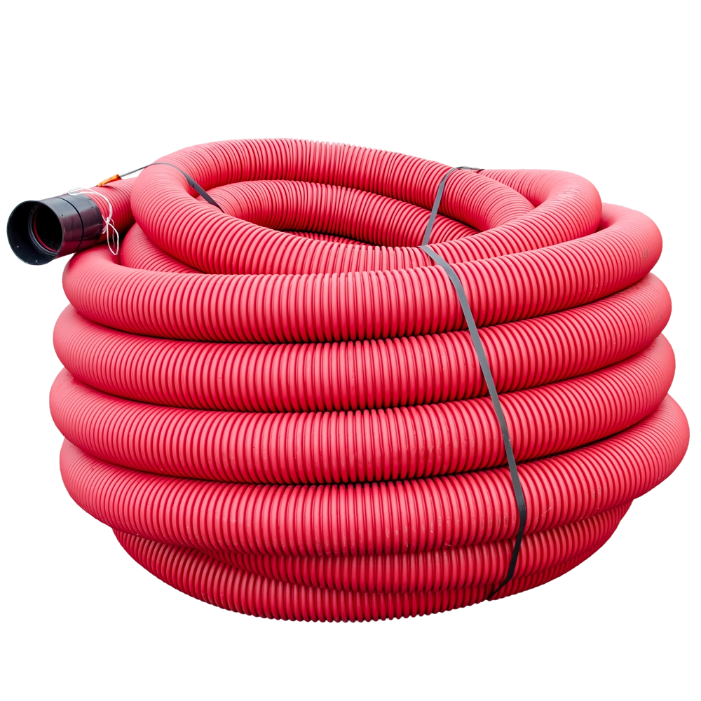 TUB CORUGAT PROTECTIE CABLURI ELECTRICE - Teava corugata, D exterior 40 mm, cu fir de tragere, cu perete dublu, colac 50m