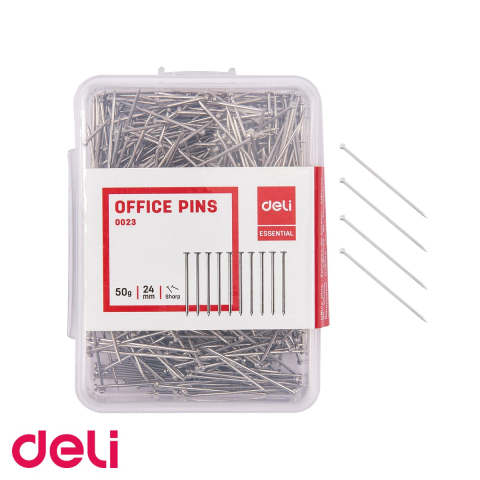 Ace cu gamalie - Ace cu gamalie nichelate Deli, 24 mm, cutie plastic 50g, pentru uz birou si activitati creative