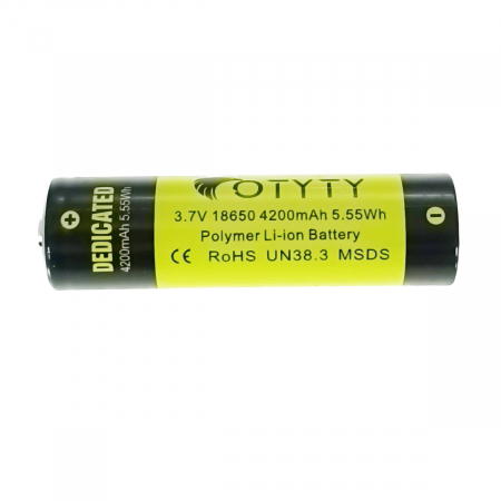 Acumulator tip 18650 - Acumulator 18650 Li-Ion, OTYTY BRC-18650-4200, 3.7V 4200mAh, verde cu negru