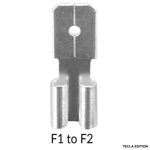 Accesorii pentru incarcare si testare - Adaptor conector baterie F1 (Faston 187) la F2 (Faston 250) - Solutie de conversie pentru terminale placi acumulatori AGM/VRLA, compatibil UPS, sisteme alarma, iluminat de urgenta