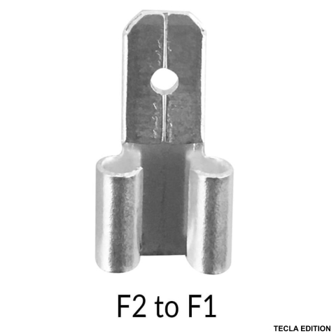 Accesorii pentru incarcare si testare - Adaptor conector baterie F2 (Faston 250) la F1 (Faston 187) - Solutie de conversie pentru terminale placi acumulatori AGM/VRLA, compatibil UPS, sisteme alarma, iluminat de urgenta